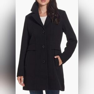 Gallery A-line Coat Womens Size XL (16-18) Black Button Front Coat